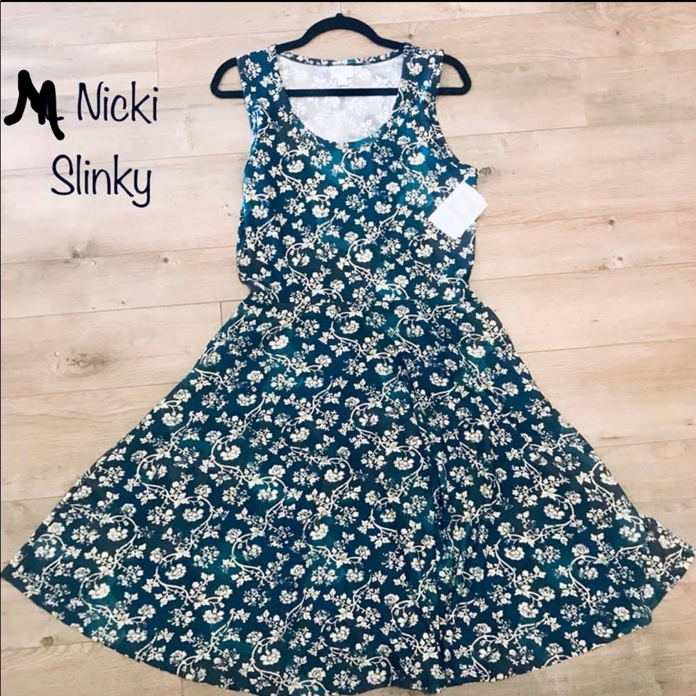 Medium blue/white floral Lularoe Nicki dress